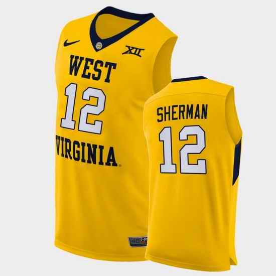 Men West Virginia Mountaineers Taz Sherman Alternate Yellow Authentic Jersey
